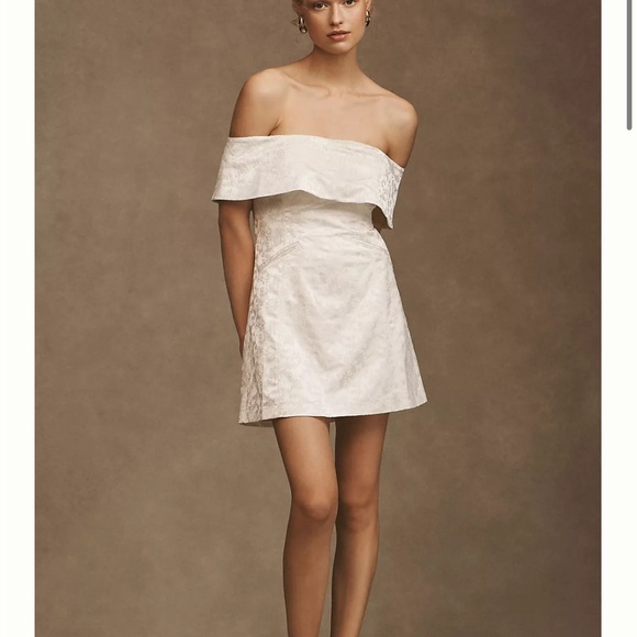 BHLDN Ingrid Stretch Jacquard off the shoulder mini dress - Picture 4 of 6